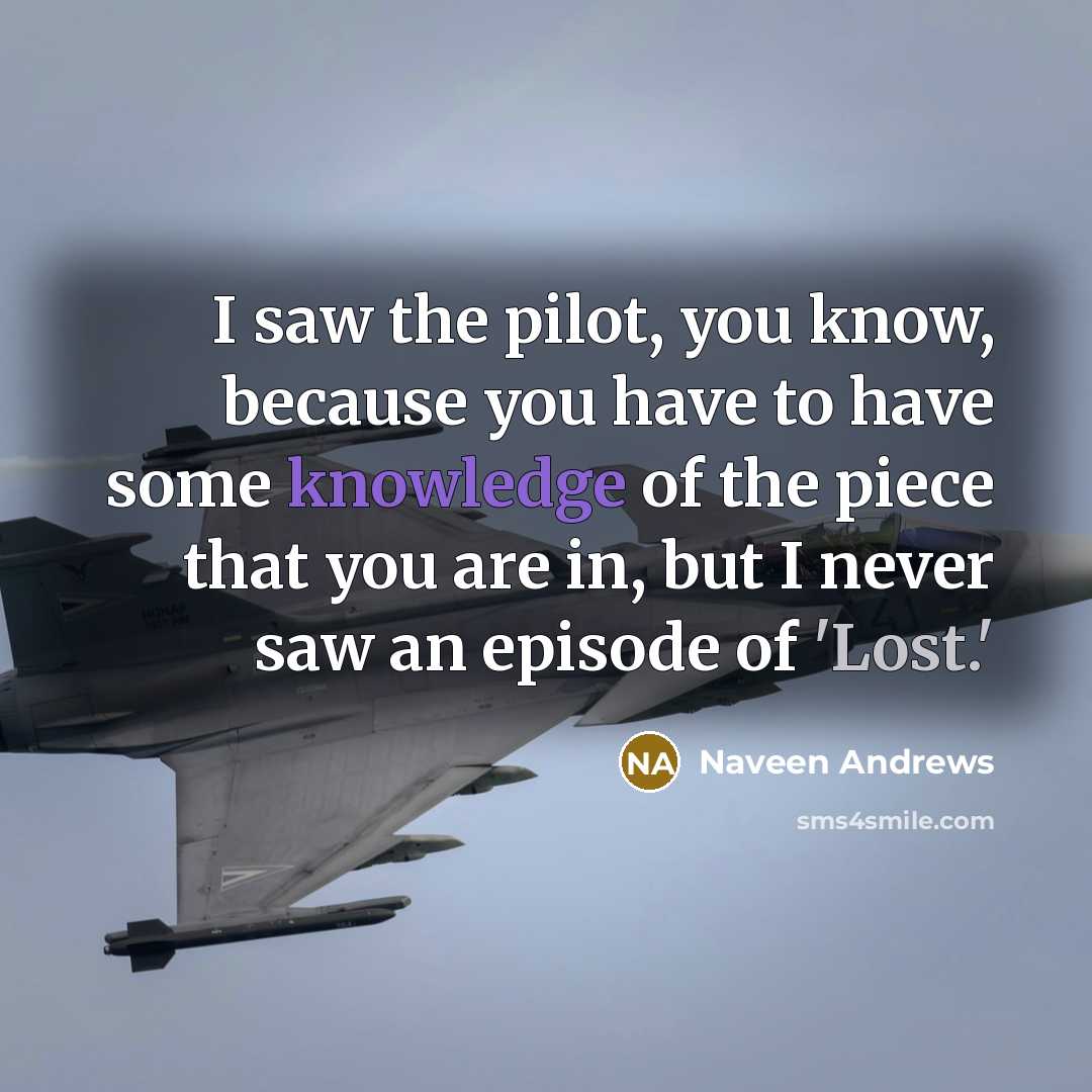 “I saw the pilot, you know, because you have to…” quote by Naveen Andrews