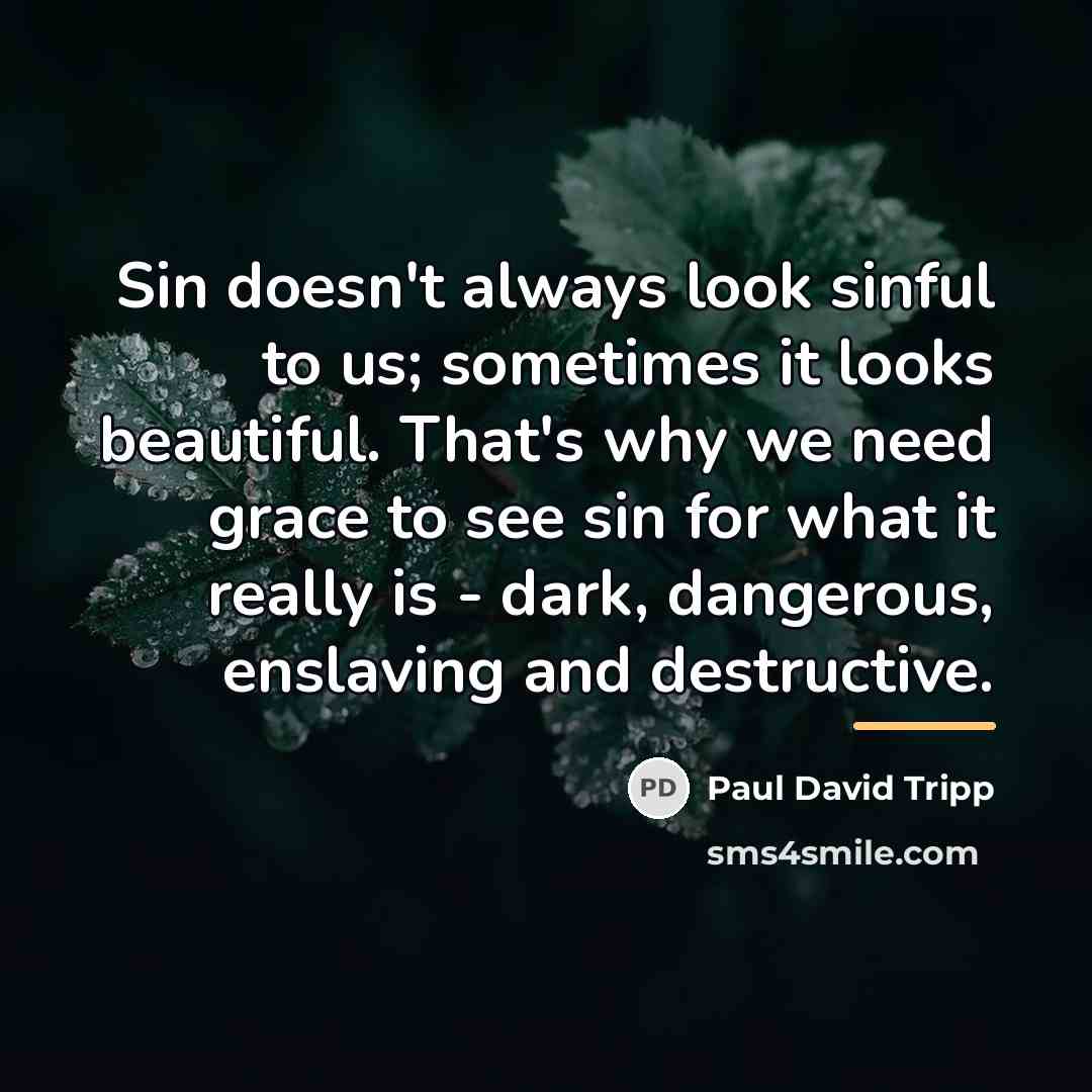 “Sin doesn't always look sinful to us; sometimes it looks…” quote by Paul David Tripp