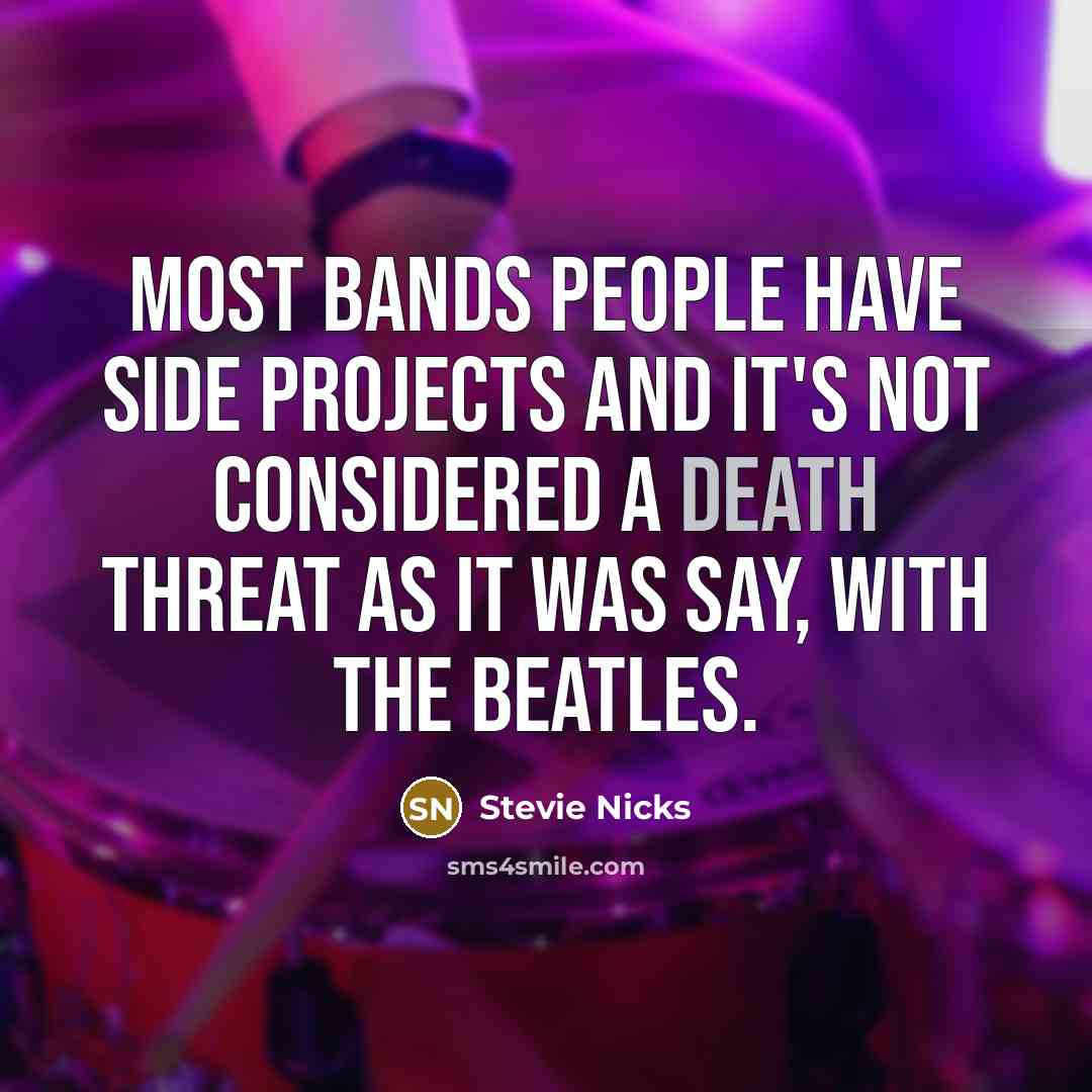 “Most bands people have side projects and it's not considered…” quote by Stevie Nicks