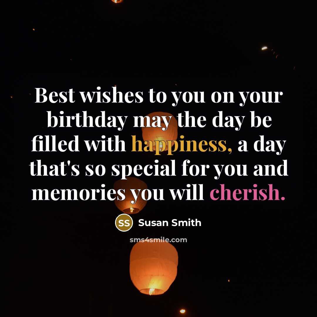 “Best wishes to you on your birthday may the day…” quote by Susan Smith