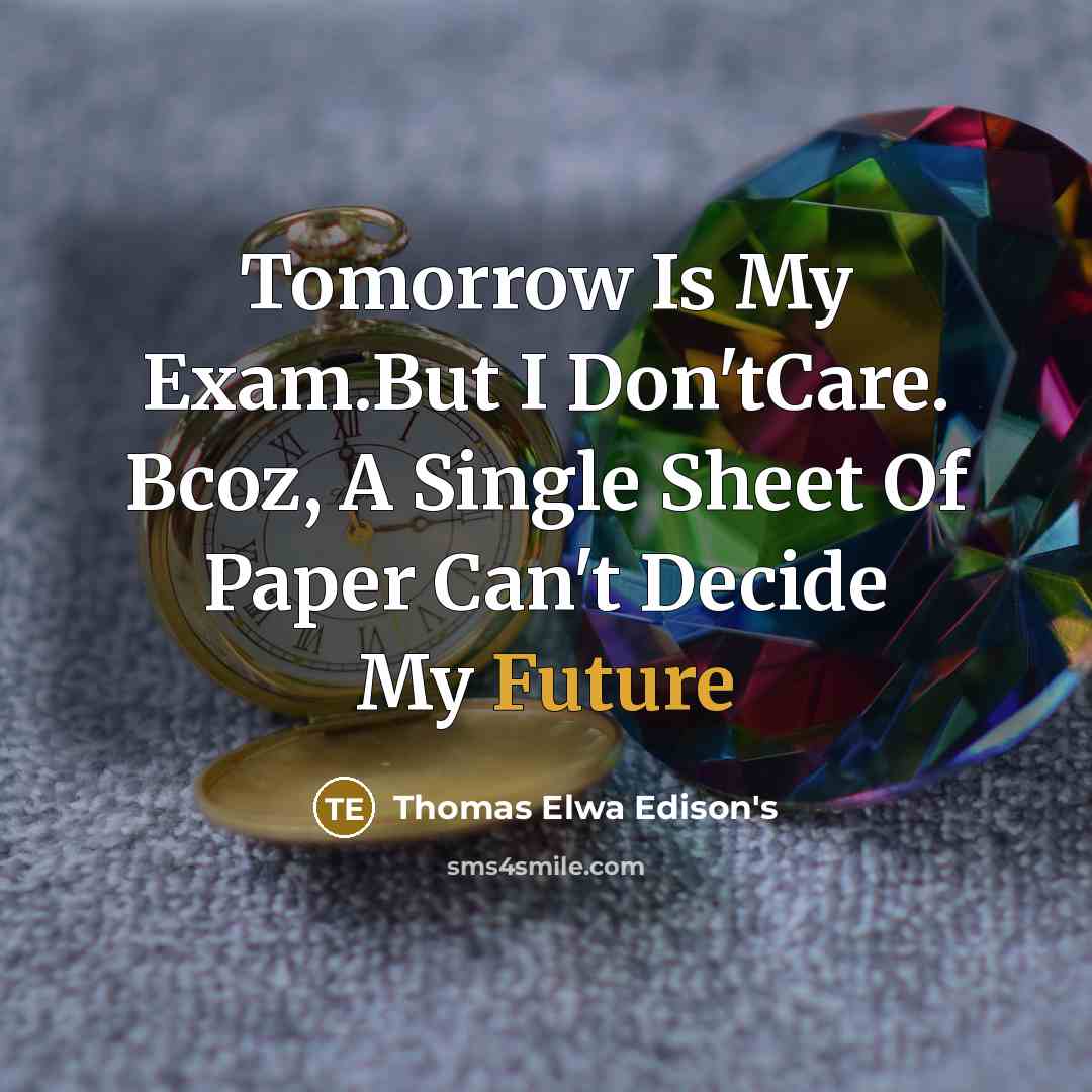 “Tomorrow Is My Exam.But I Don'tCare. Bcoz, A Single Sheet Of Paper Can't Decide My Future” quote by Thomas Elwa Edison's