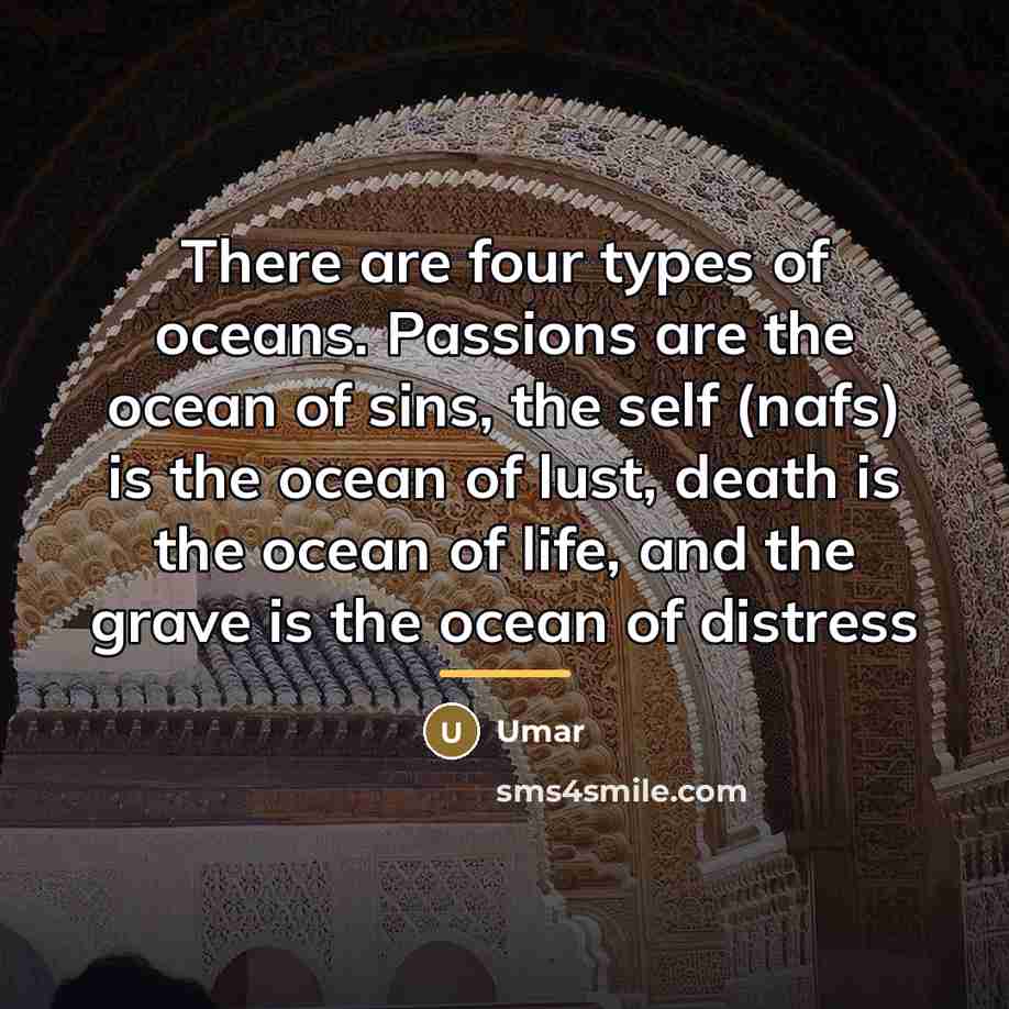 “There are four types of oceans. Passions are the ocean…” quote by Umar