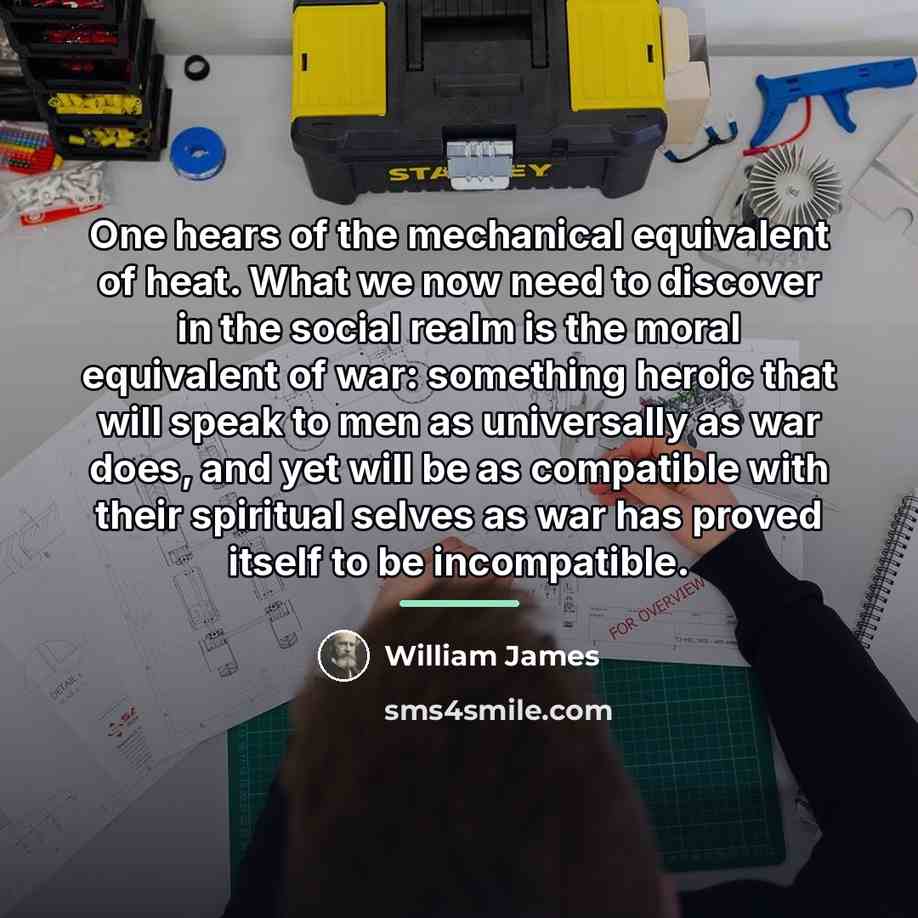 “One hears of the mechanical equivalent of heat. What we…” quote by William James