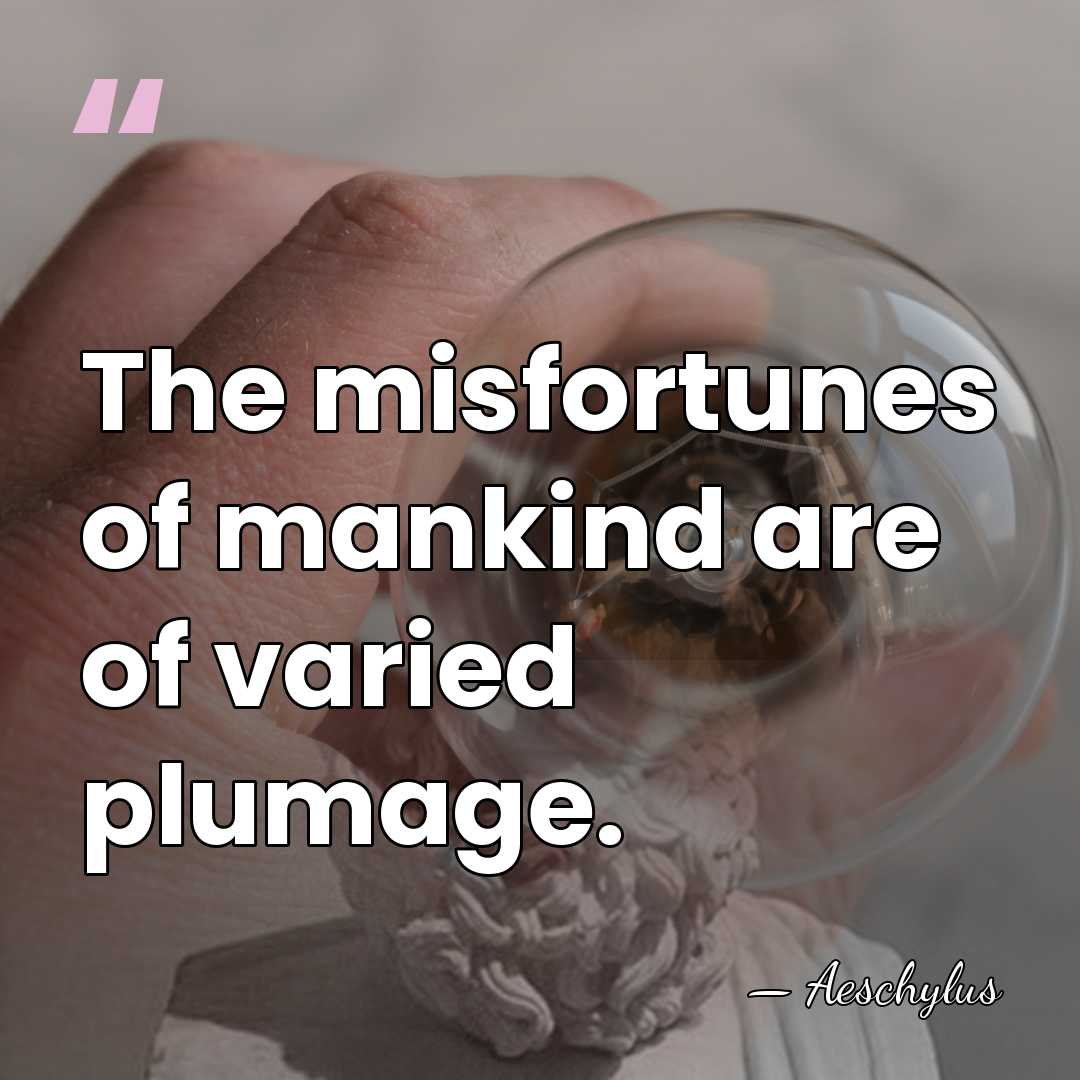 The misfortunes of mankind are of varied plumage. - Aeschylus