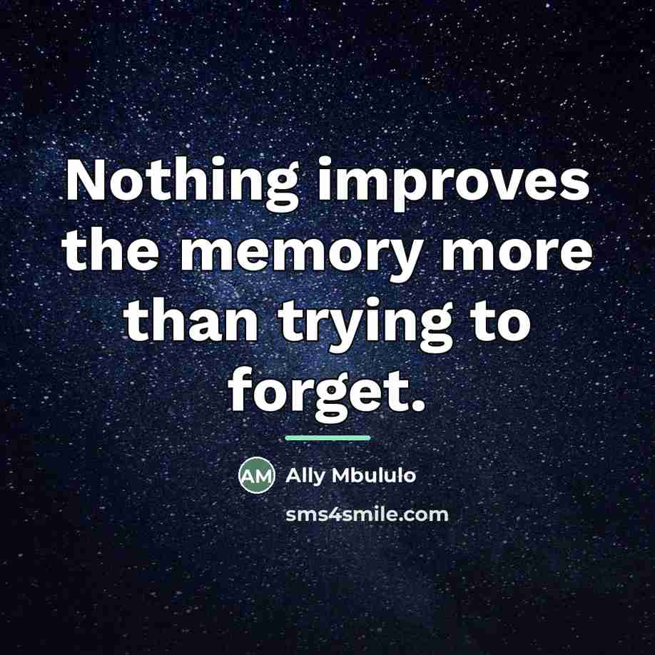 “Nothing improves the memory more than trying to forget.…” quote by Ally Mbululo