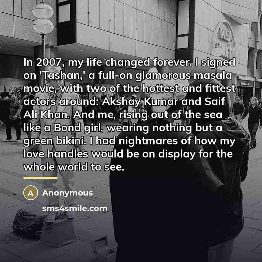 “In 2007, my life changed forever. I signed on 'Tashan,'…” quote by Anonymous