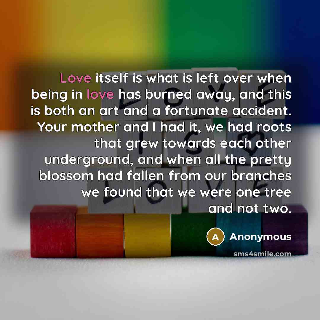 “Love itself is what is left over when being in…” quote by Anonymous