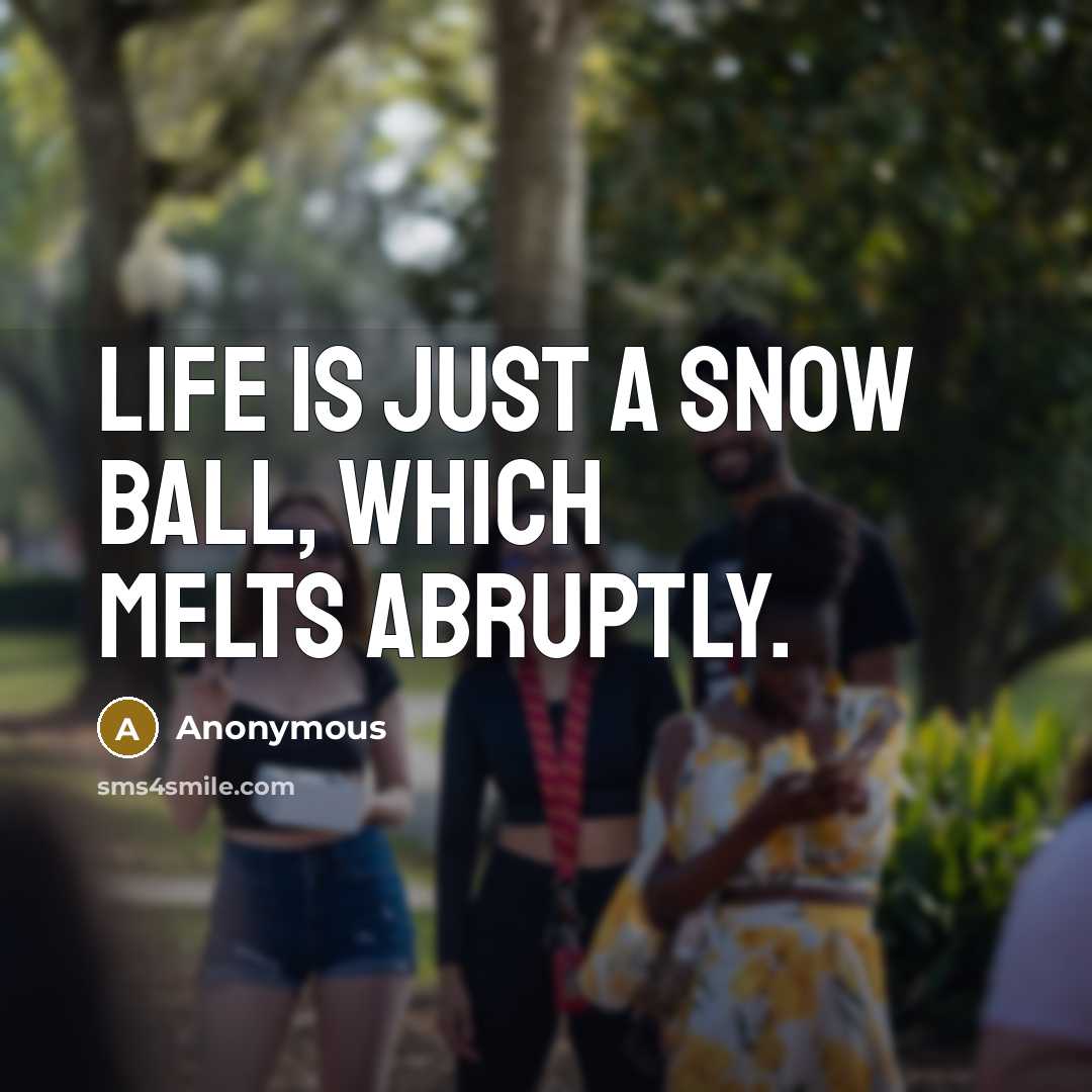 “Life is just a snow ball, which melts abruptly.…” quote by Anonymous