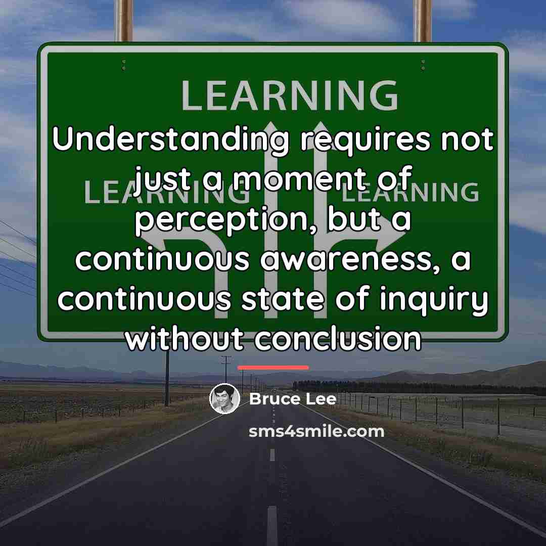 “Understanding requires not just a moment of perception, but a…” quote by Bruce Lee