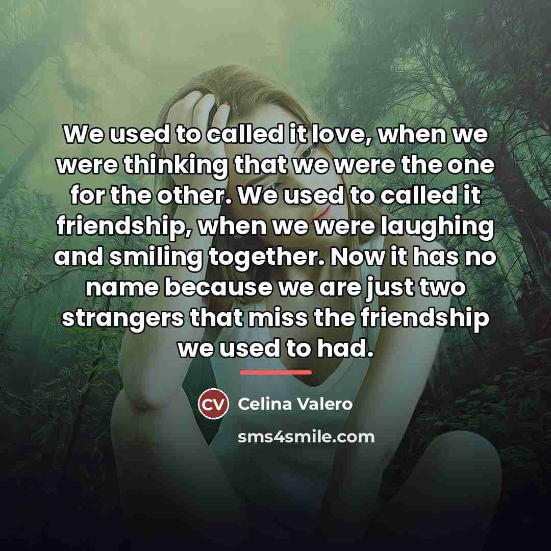 “We used to called it love, when we were thinking…” quote by Celina Valero