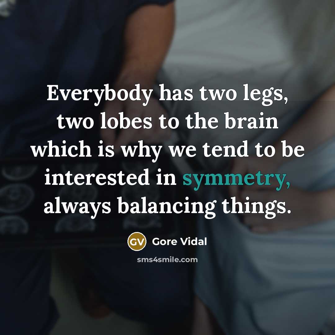 “Everybody has two legs, two lobes to the brain which…” quote by Gore Vidal