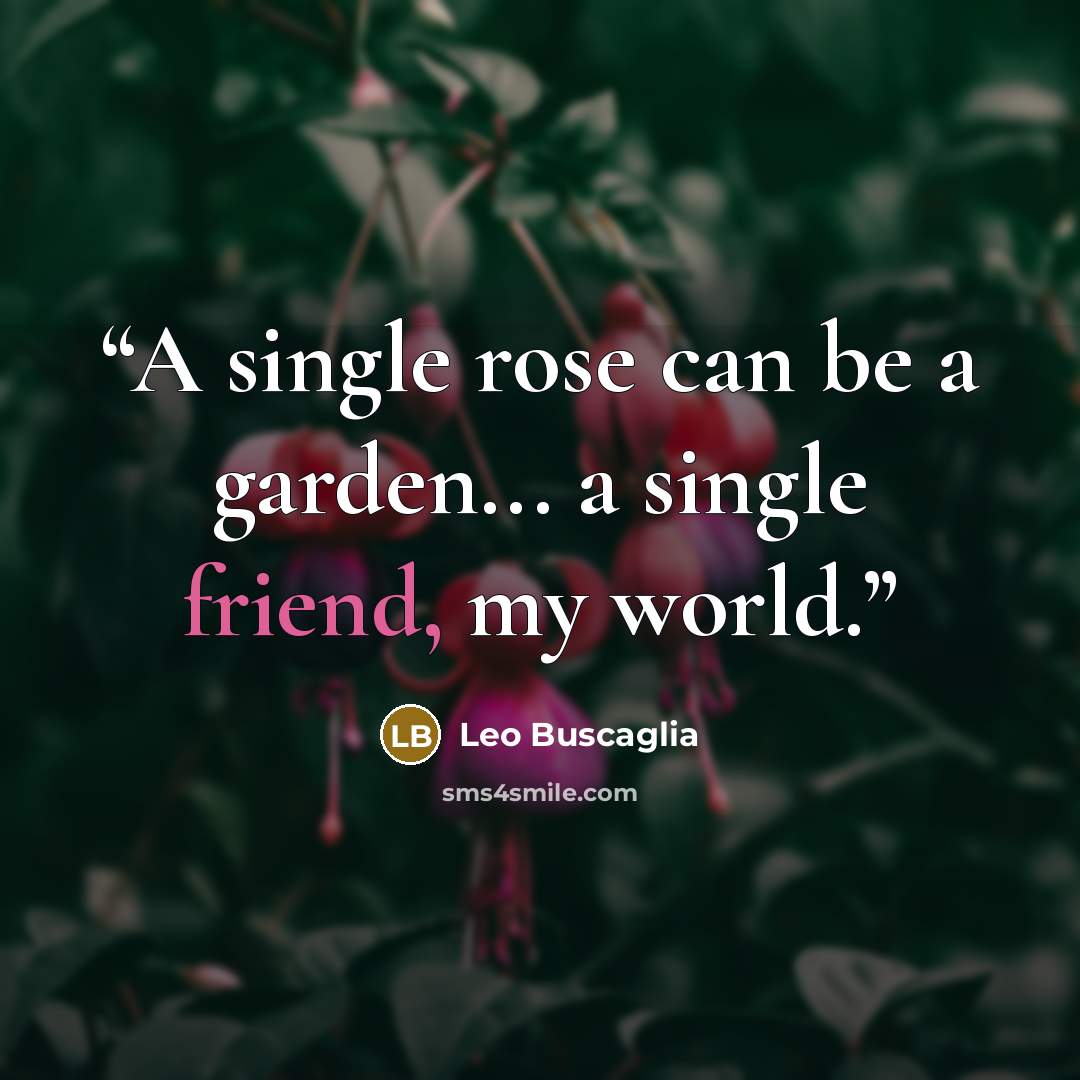 “A single rose can be a garden... a single friend, my world.” quote by Leo Buscaglia