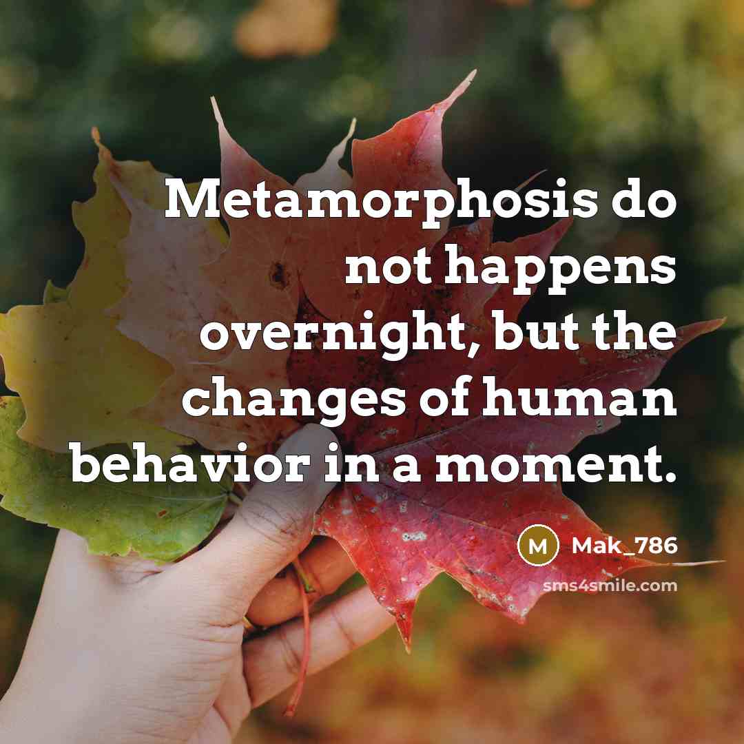 “Metamorphosis do not happens overnight, but the changes of human…” quote by Mak_786