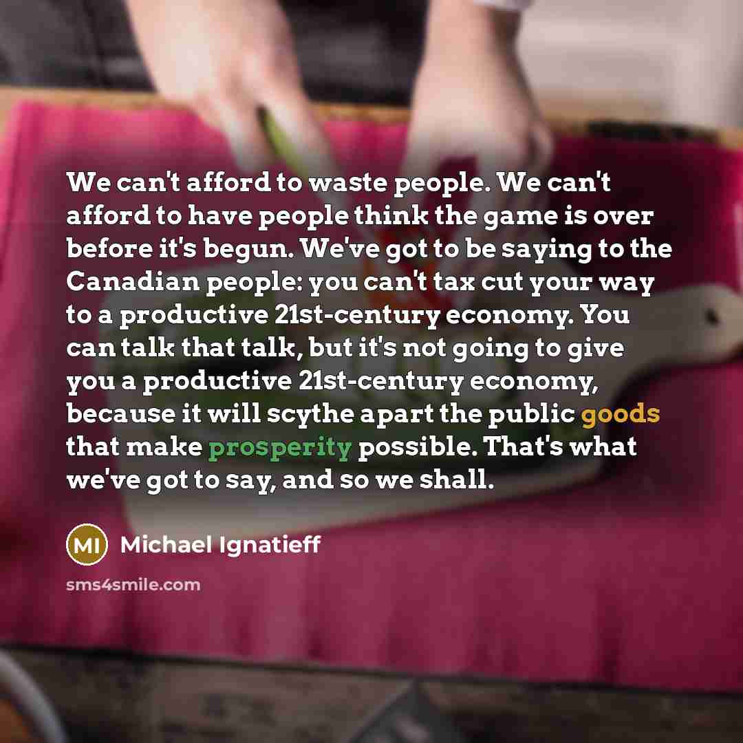 “We can't afford to waste people. We can't afford to…” quote by Michael Ignatieff