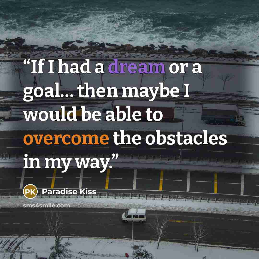 “If I had a dream or a goal… then maybe I would be able to overcome the obstacles in my way.” quote by Paradise Kiss