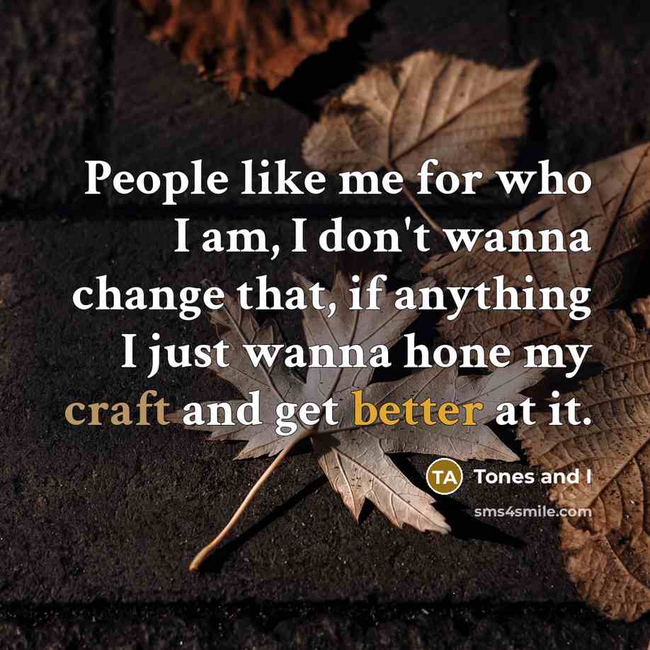 “People like me for who I am, I don't wanna…” quote by Tones and I
