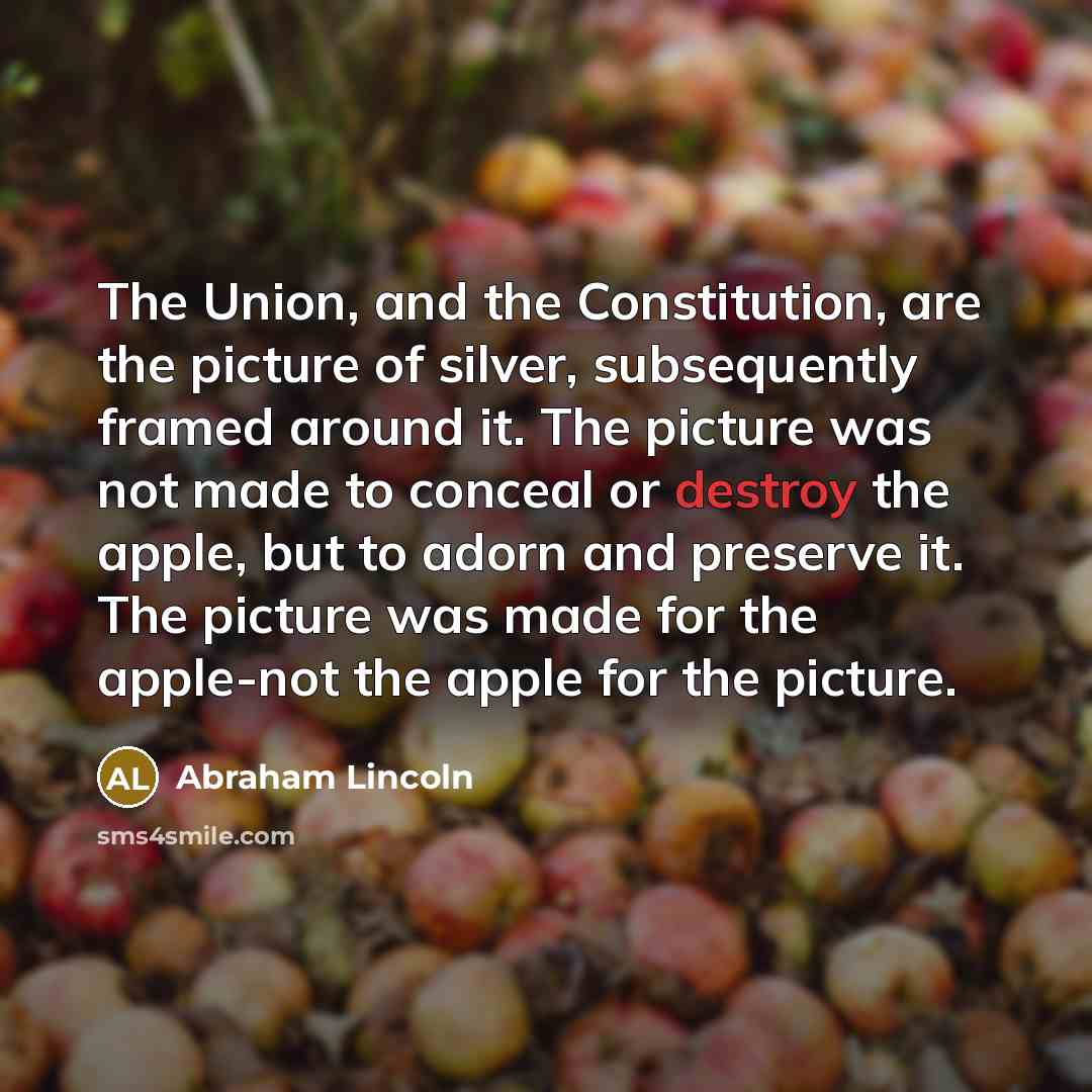 “The Union, and the Constitution, are the picture of silver,…” quote by Abraham Lincoln