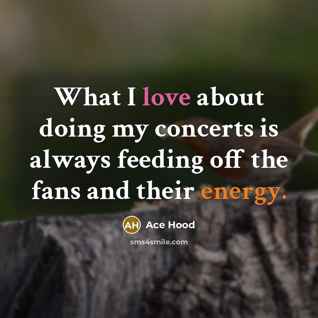 “What I love about doing my concerts is always feeding…” quote by Ace Hood