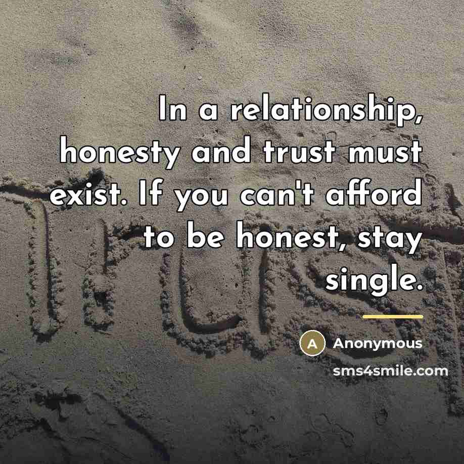 “In a relationship, honesty and trust must exist. If you…” quote by Anonymous