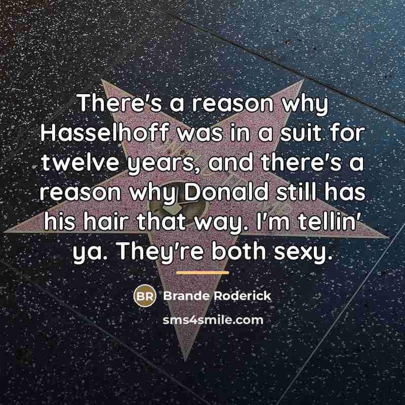 “There's a reason why Hasselhoff was in a suit for…” quote by Brande Roderick