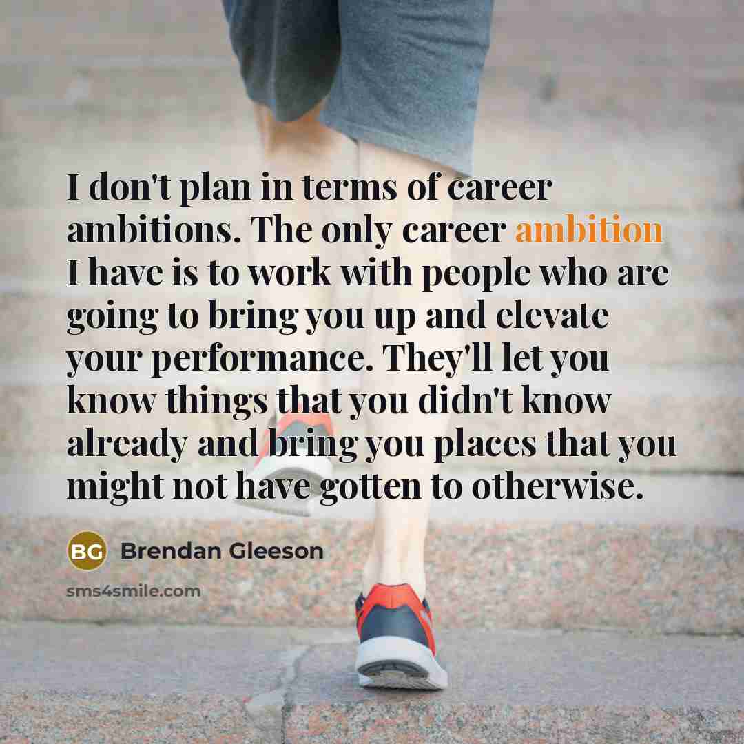 “I don't plan in terms of career ambitions. The only…” quote by Brendan Gleeson