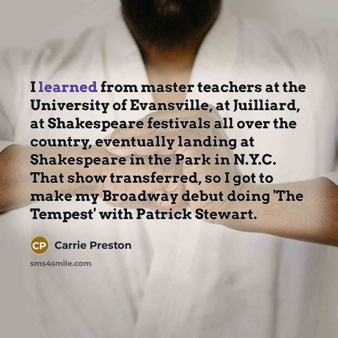 “I learned from master teachers at the University of Evansville,…” quote by Carrie Preston