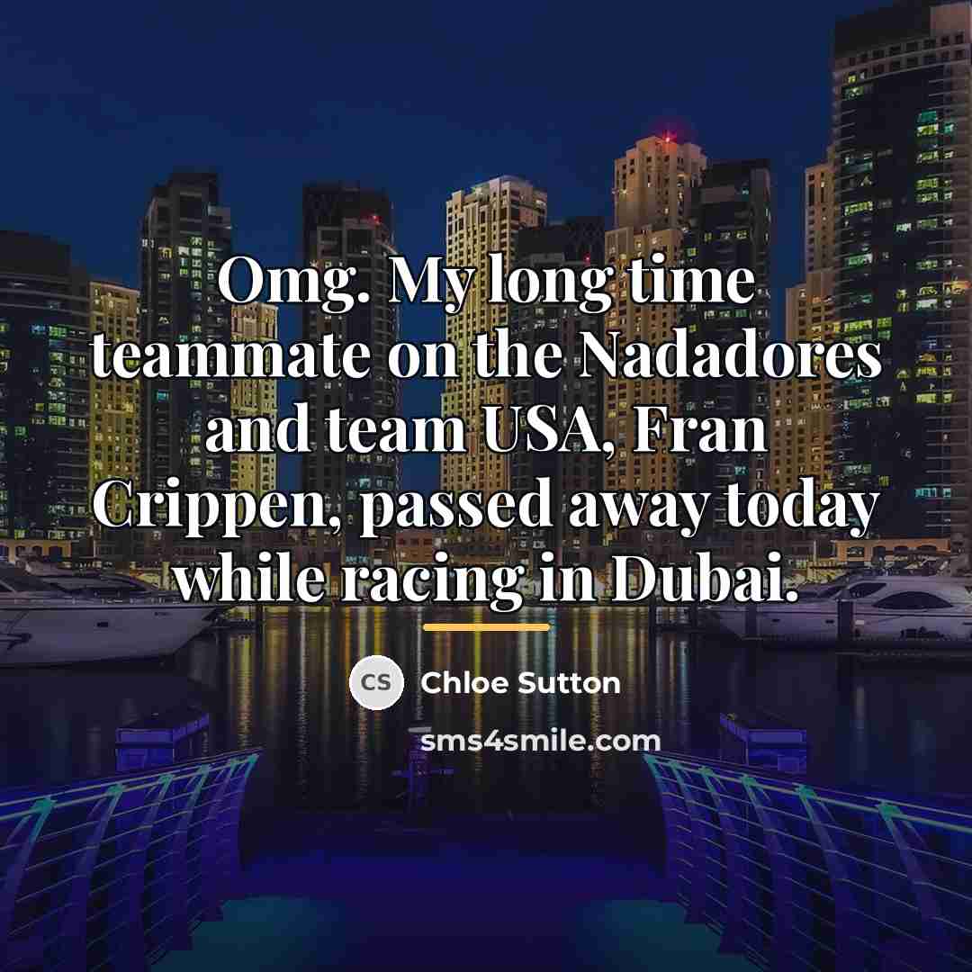 “Omg. My long time teammate on the Nadadores and team…” quote by Chloe Sutton