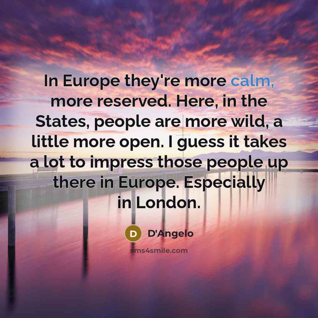 “In Europe they're more calm, more reserved. Here, in the…” quote by D'Angelo