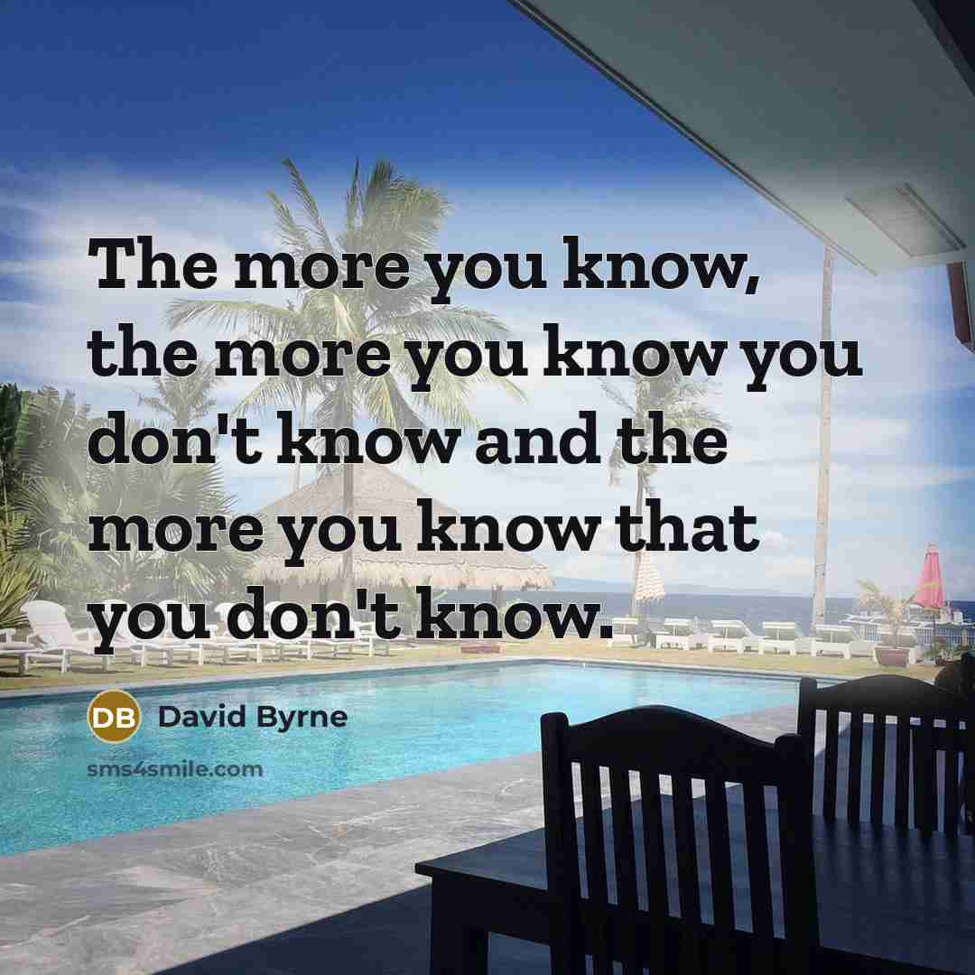 “The more you know, the more you know you don't…” quote by David Byrne