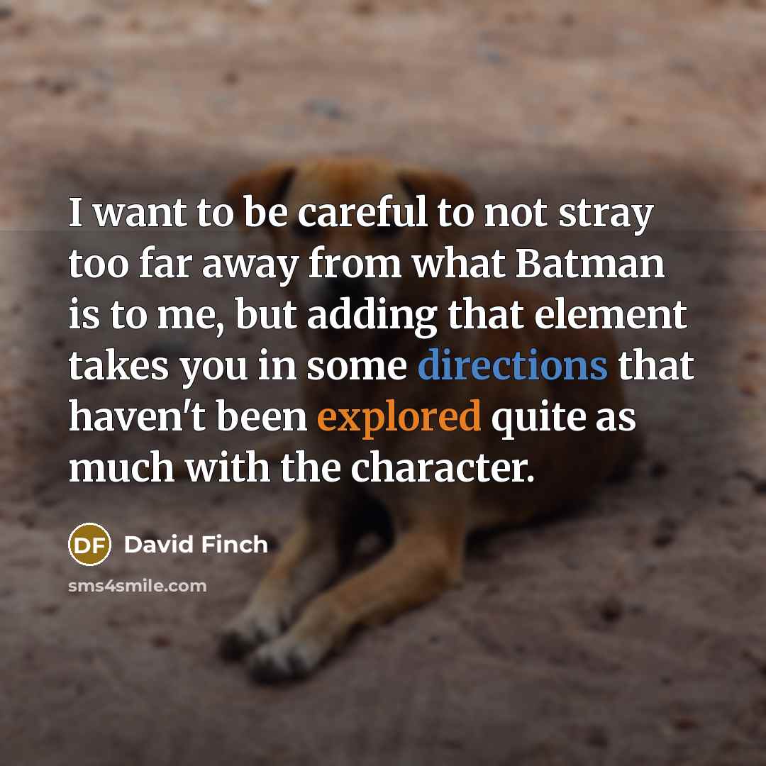 “I want to be careful to not stray too far…” quote by David Finch