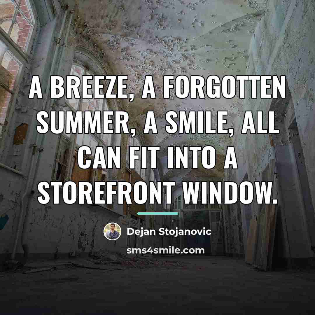“A breeze, a forgotten summer, a smile, all can fit…” quote by Dejan Stojanovic