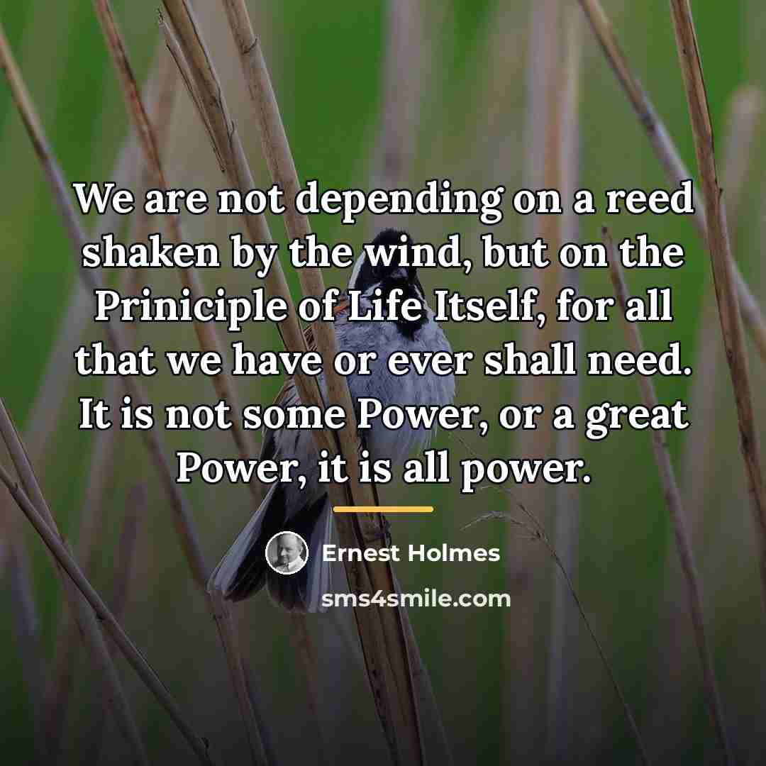 “We are not depending on a reed shaken by the…” quote by Ernest Holmes