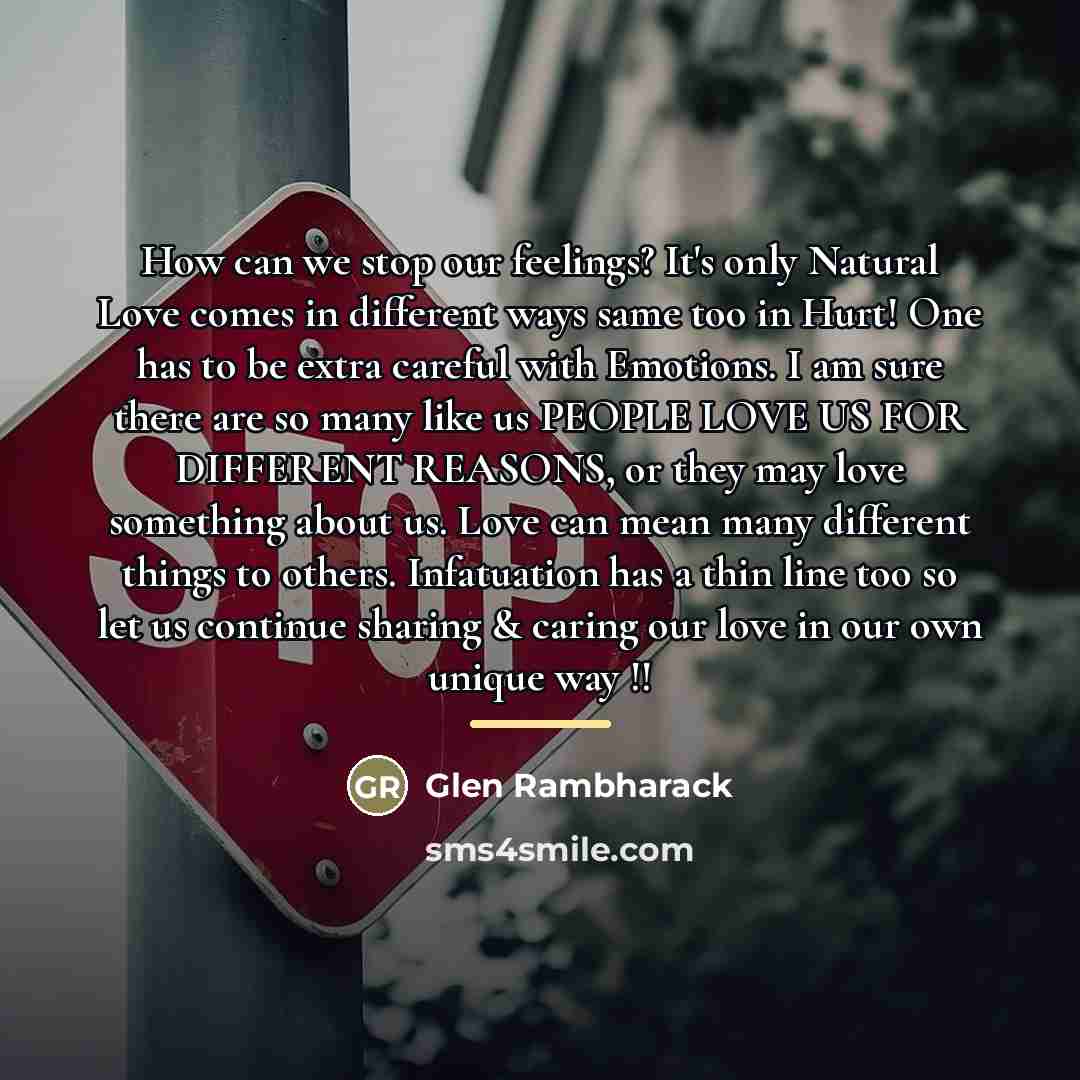 “How can we stop our feelings? It's only Natural Love…” quote by Glen Rambharack