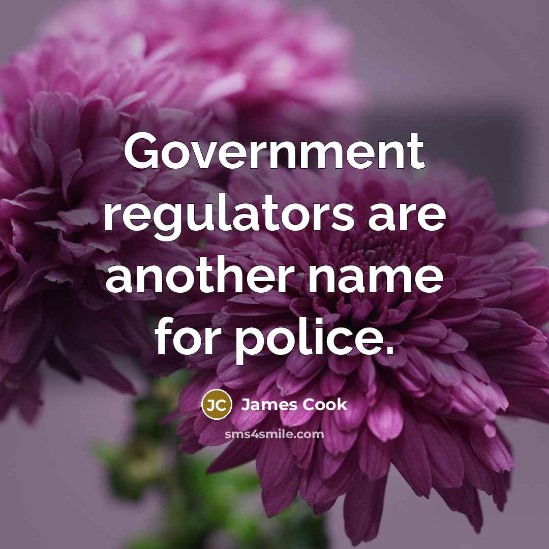 “Government regulators are another name for police.…” quote by James Cook