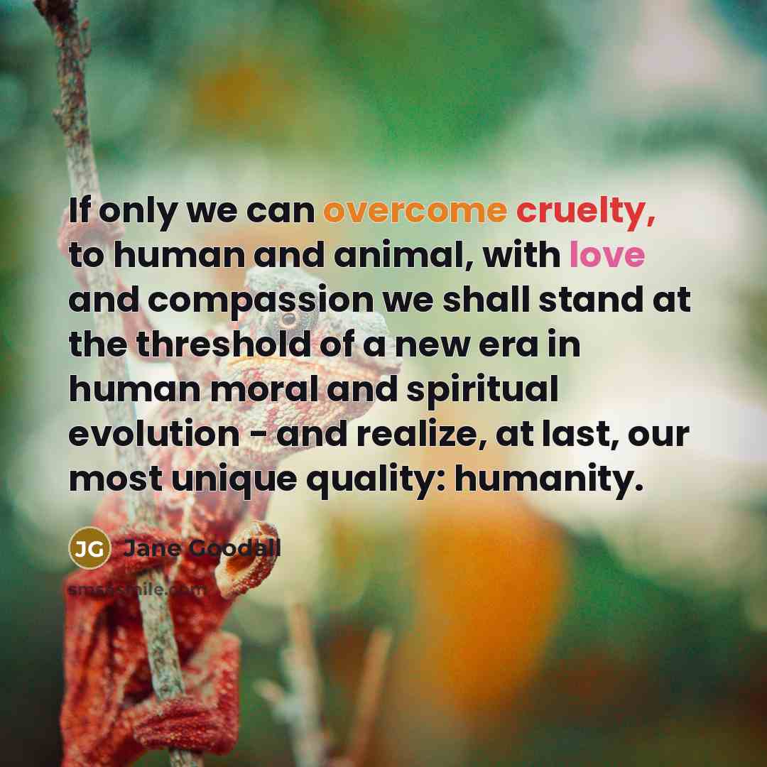 “If only we can overcome cruelty, to human and animal,…” quote by Jane Goodall