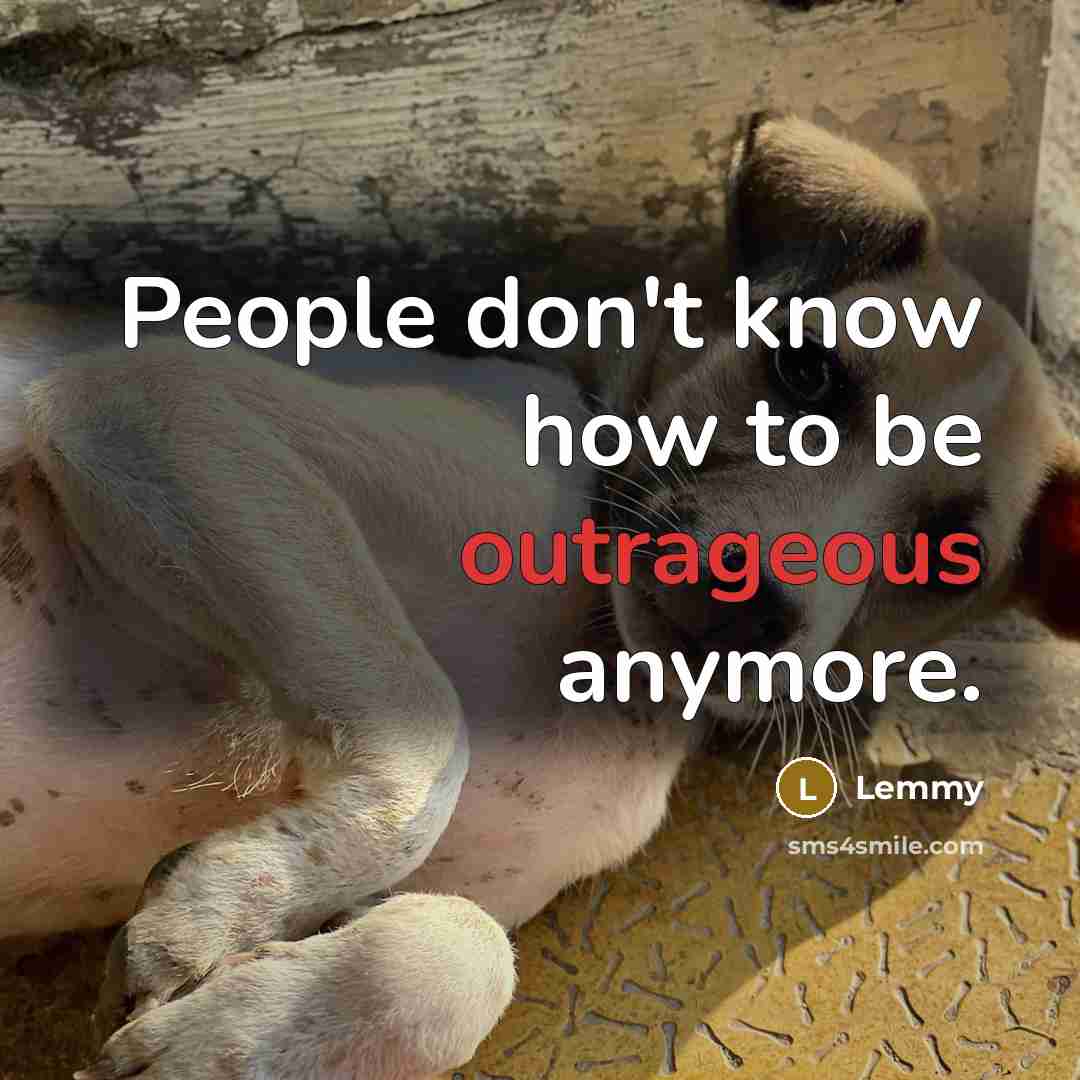 “People don't know how to be outrageous anymore.…” quote by Lemmy