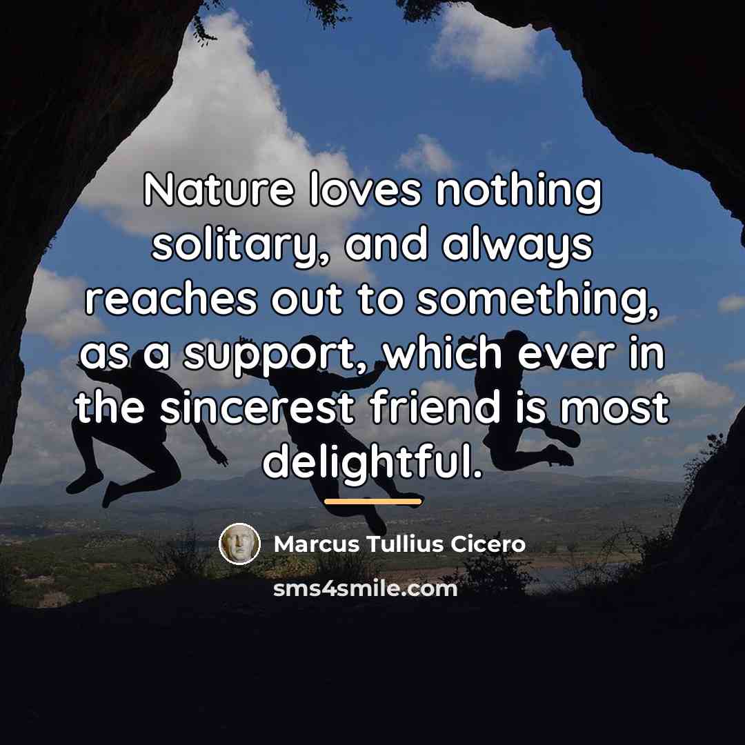 “Nature loves nothing solitary, and always reaches out to something,…” quote by Marcus Tullius Cicero
