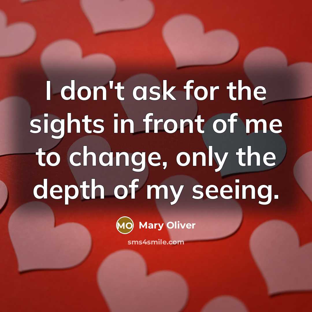“I don't ask for the sights in front of me…” quote by Mary Oliver
