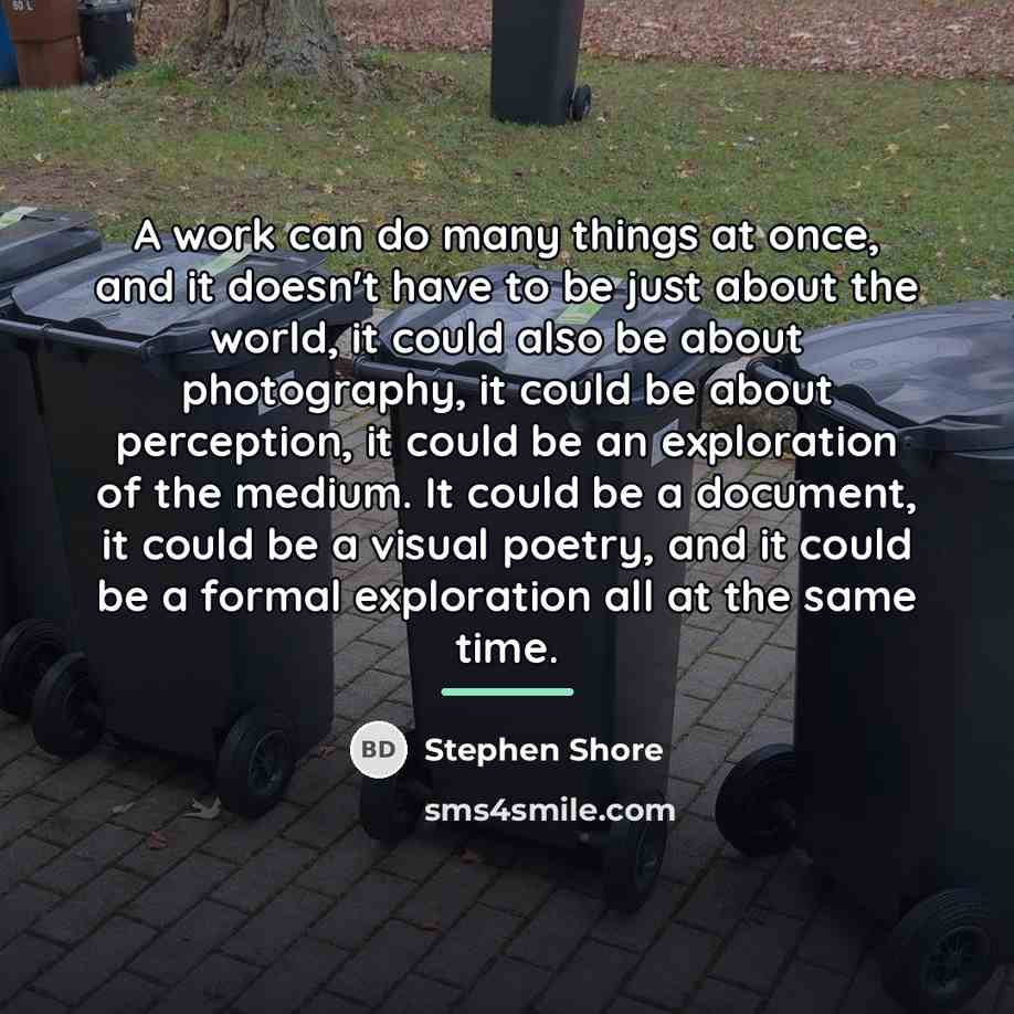 “A work can do many things at once, and it…” quote by Stephen Shore