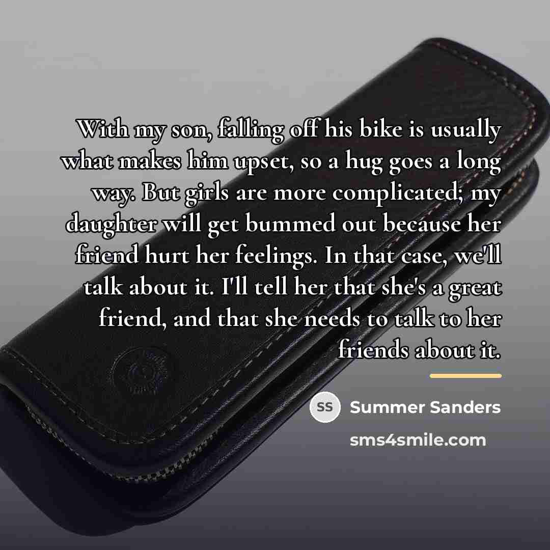 “With my son, falling off his bike is usually what…” quote by Summer Sanders