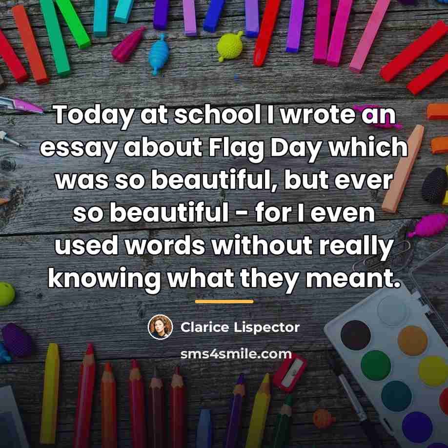 “Today at school I wrote an essay about Flag Day…” quote by Clarice Lispector