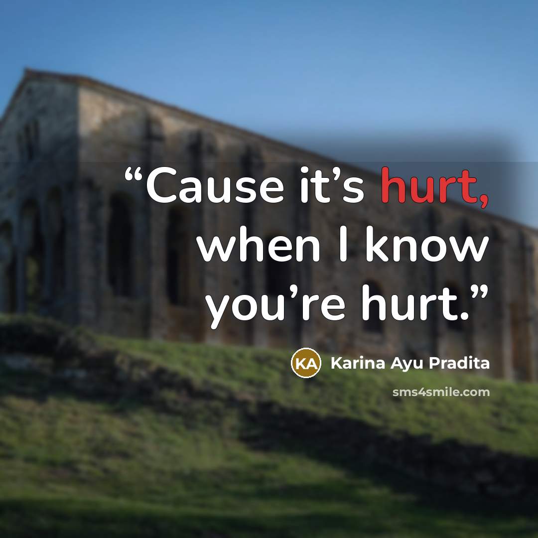 “Cause it’s hurt, when I know you’re hurt.” quote by Karina Ayu Pradita