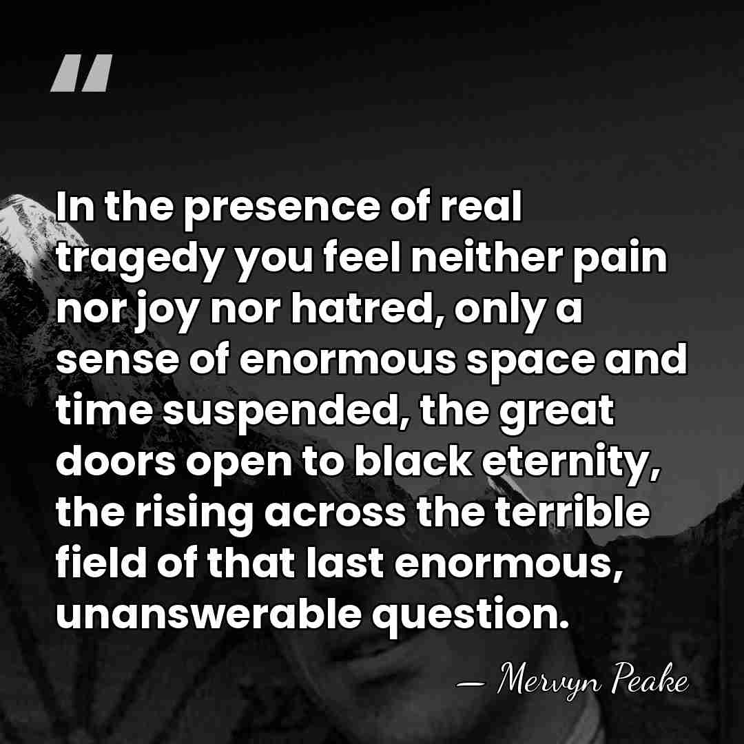 In the presence of real tragedy you feel neither pain nor joy&hellip; - Mervyn Peake
