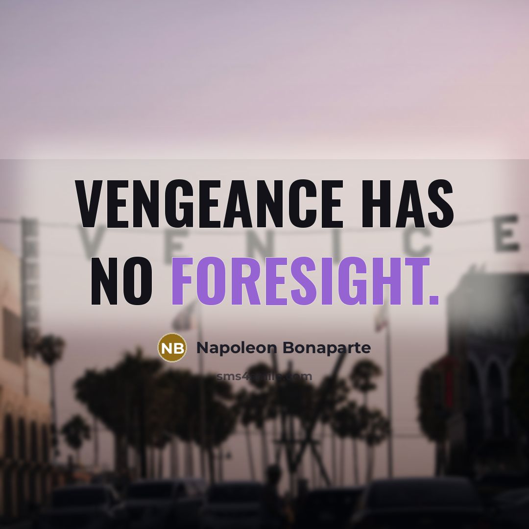 “Vengeance has no foresight.…” quote by Napoleon Bonaparte