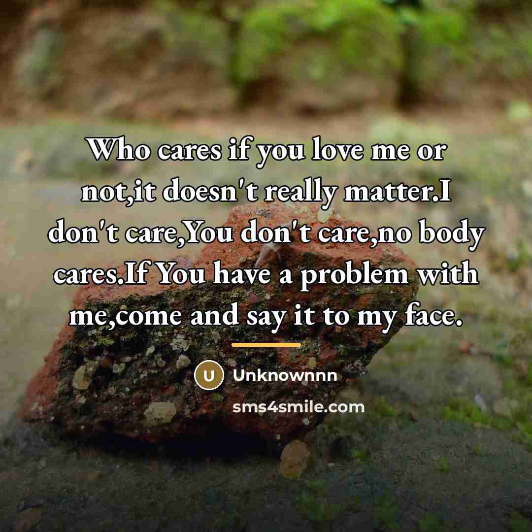 “Who cares if you love me or not,it doesn't really…” quote by Unknownnn