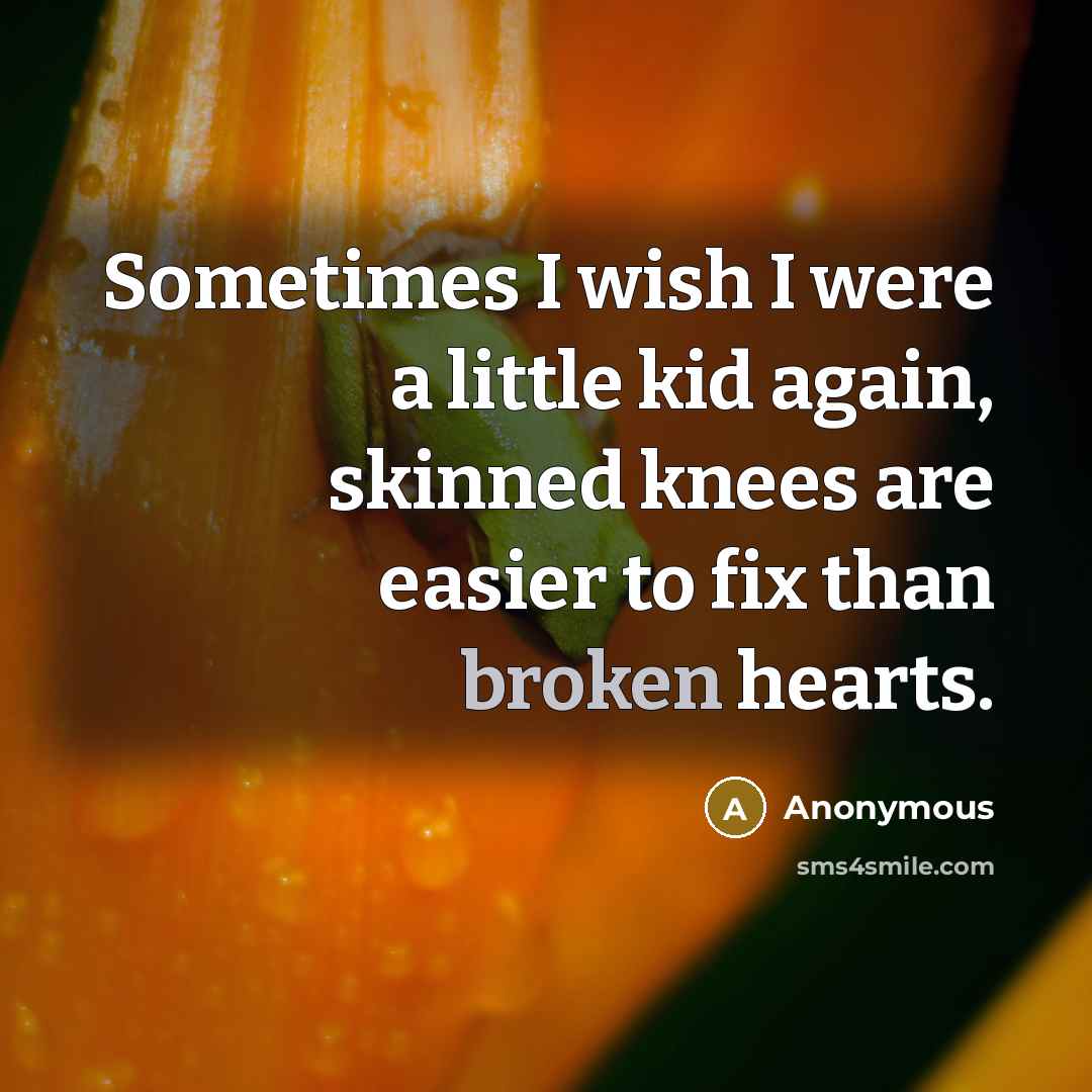 “Sometimes I wish I were a little kid again, skinned…” quote by Anonymous