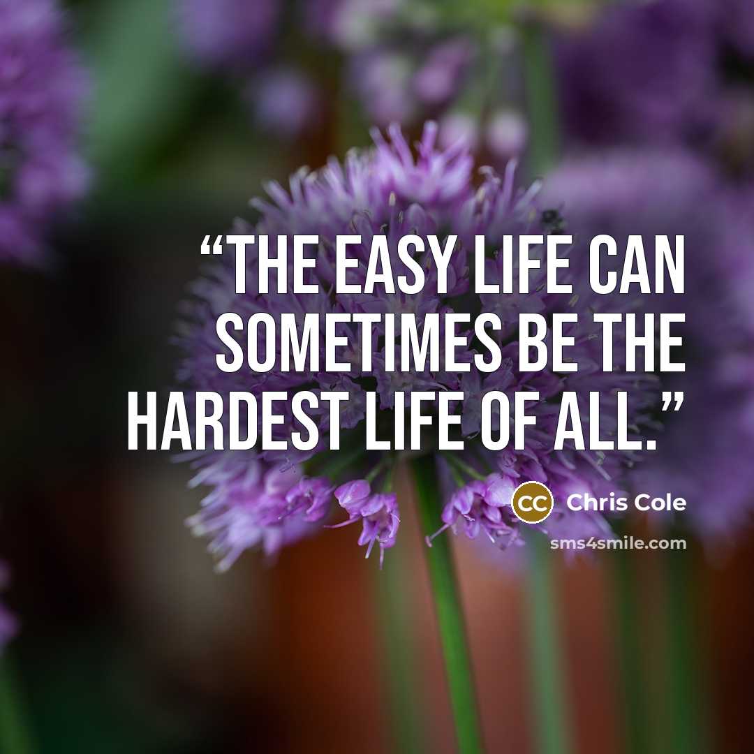 “The easy life can sometimes be the hardest life of all.” quote by Chris Cole
