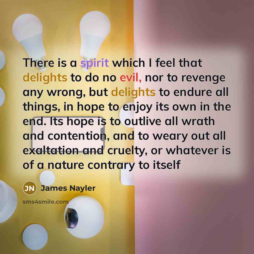 “There is a spirit which I feel that delights to…” quote by James Nayler