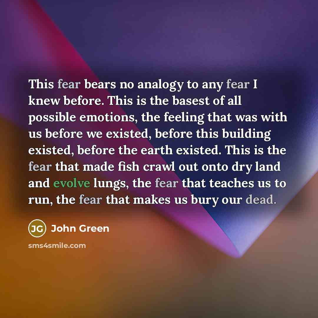 “This fear bears no analogy to any fear I knew…” quote by John Green
