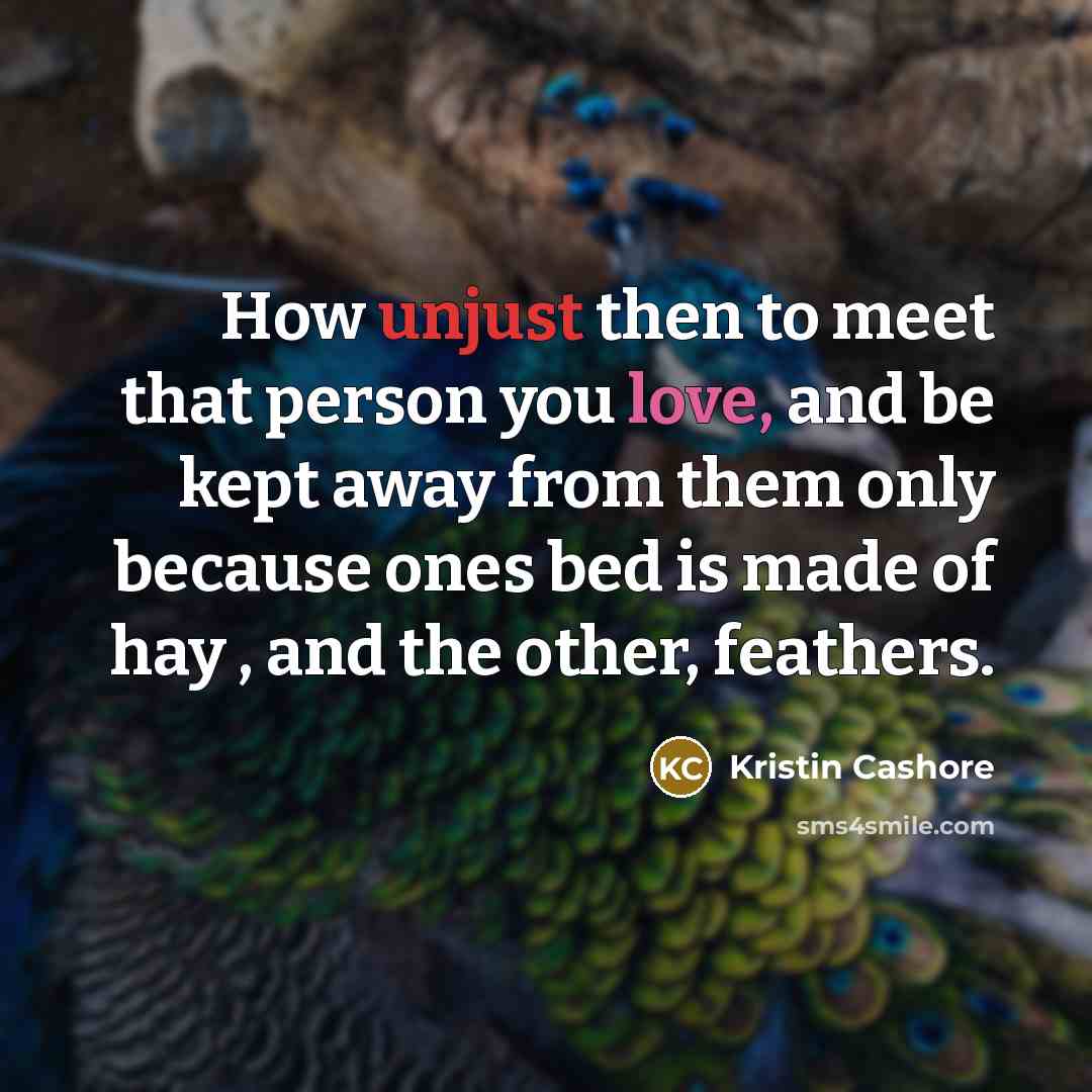 “How unjust then to meet that person you love, and…” quote by Kristin Cashore